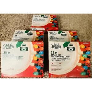 5 Sets Ceramic C9 Holiday Living  Incandescent Multicolored  Christmas Lights